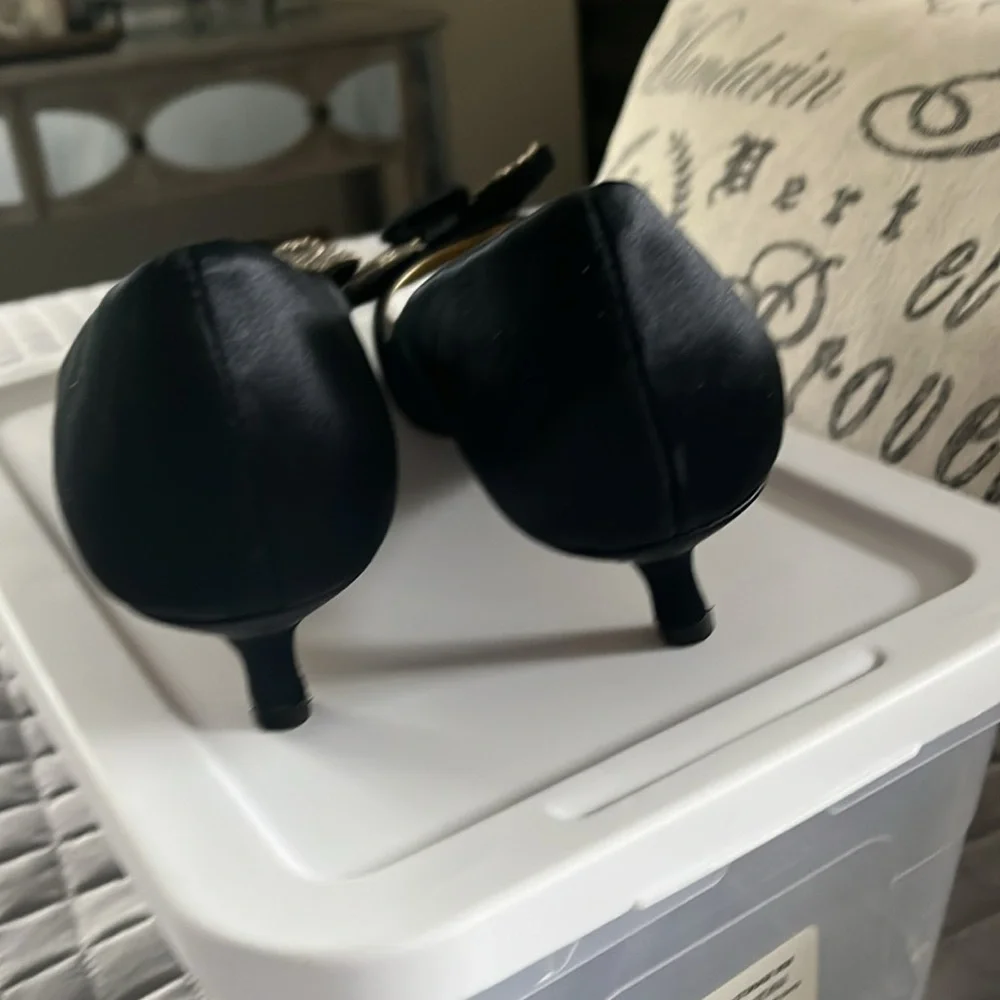 Nine West Black and Silver Heels with Rhinestone Embellishments - Picture 6 of 8